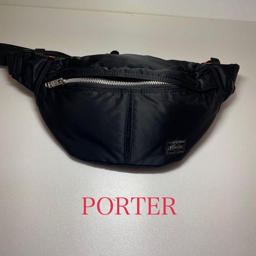 YOSHIDA Bag PORTER Waist Pouch Nylon Black Japan F/S USED
