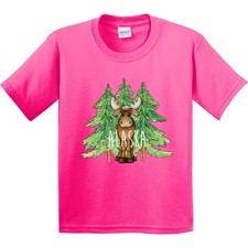 Inktastic Alaska Moose And Trees Youth T-Shirt States Boodlebug Home Pines Child