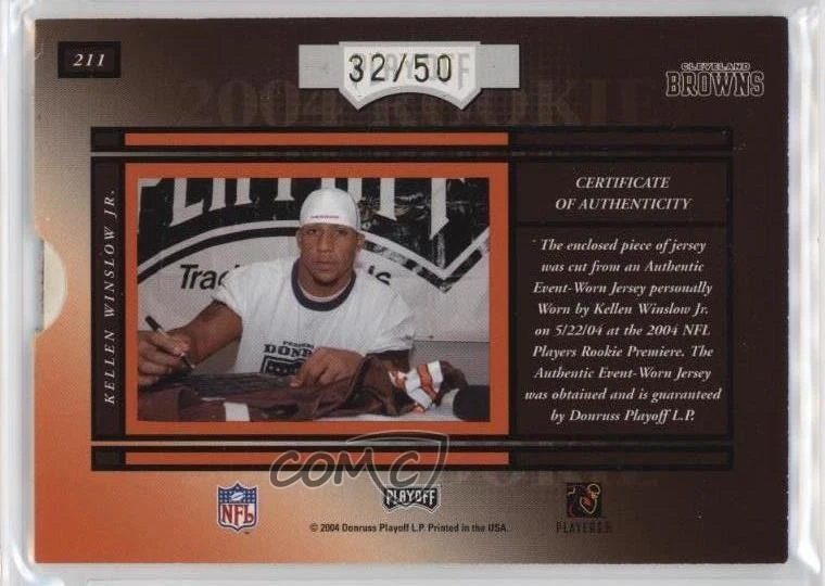 2004 Playoff Honors Hidden Gems /50 Kellen Winslow Jr #211 Rookie Auto RC - Image 2 of 2