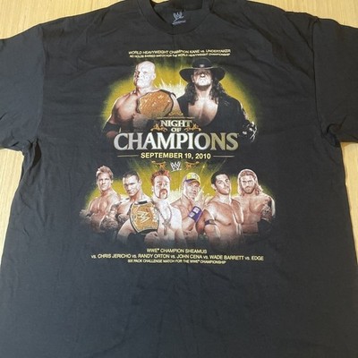 WWE night of champions September 19, 2010 2X black T-shirt Double-Sided NOS