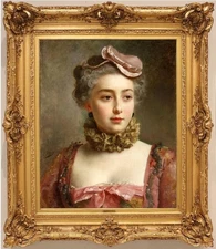 Handmade Old Master-Art Antique Oil Painting Women Girl on canvas 20"x24"