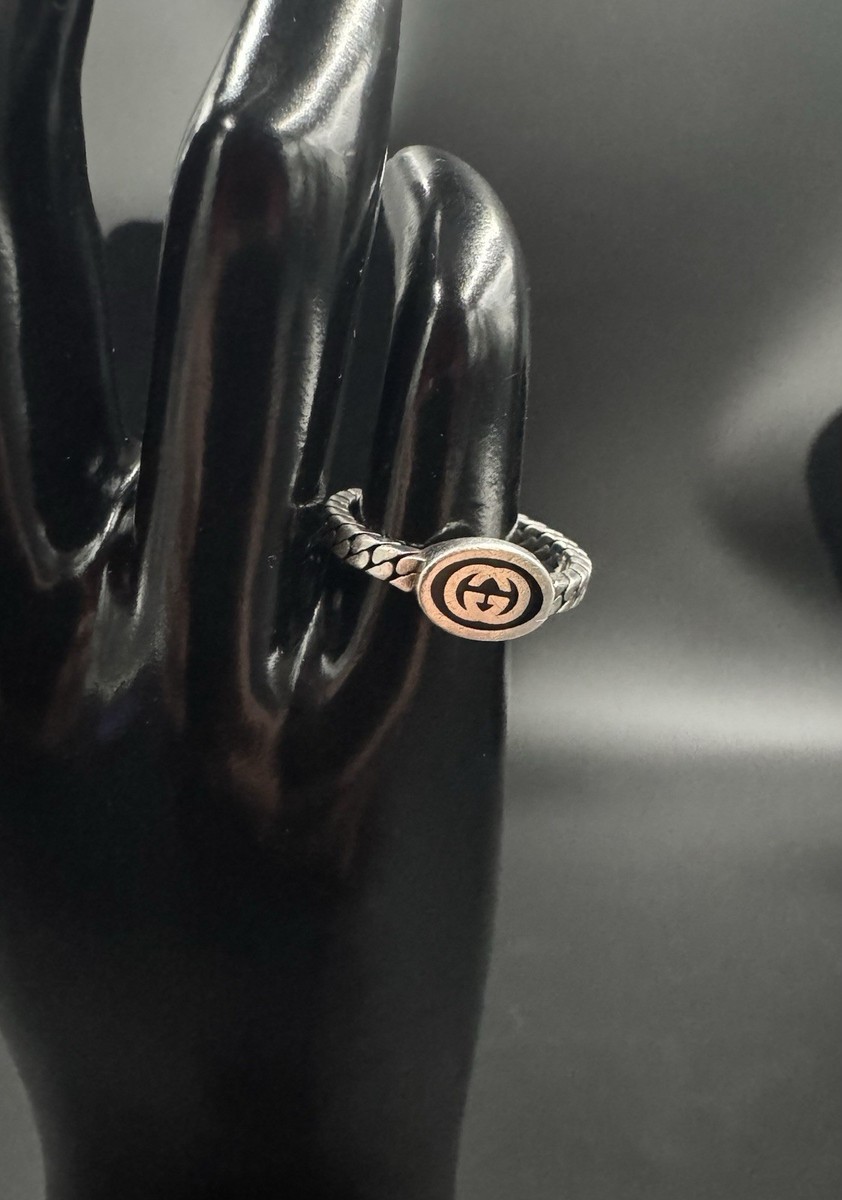 GUCCI Ring reversible rope GG Logo Size Men’s Women’s Unisex 925  Silver