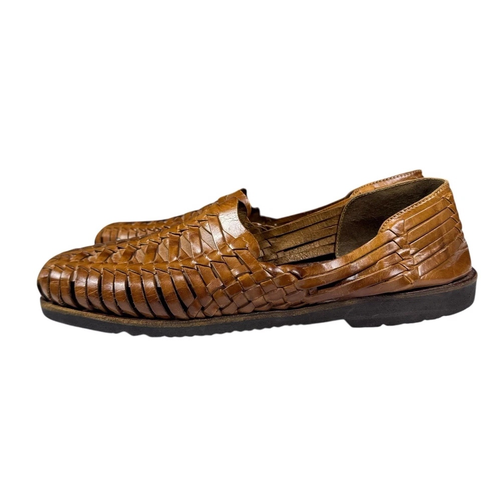 Sunsteps Shoes Sandals Mens 10.5  Brown Leather Hand Woven Slip On - Image 3 of 4