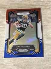 Luke Musgrave Rookie Parallel. 2023 Panini Prizm #337. Red-White-Blue. Packers 
