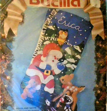 Bucilla Woodland Santa felt Stocking Kit 83006 SEALED 1993 KIT  FREE SHIP