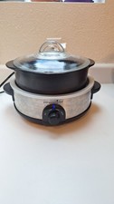 Pampered Chef Slow Cooker 3156 Stainless With 4 Qt Rock Crok And Glass Lid