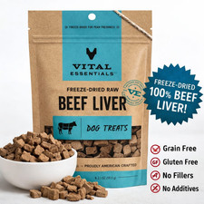 High Protein Beef Liver Dog Treats 2.1oz   Freeze-Dried, Grain  Gluten Free USA