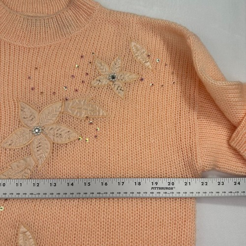 Maggie Lawrence VINTAGE 80'S SWEATER PEACH W/SILVER BUGLE BEADS 22W/42 soft! - Picture 7 of 18