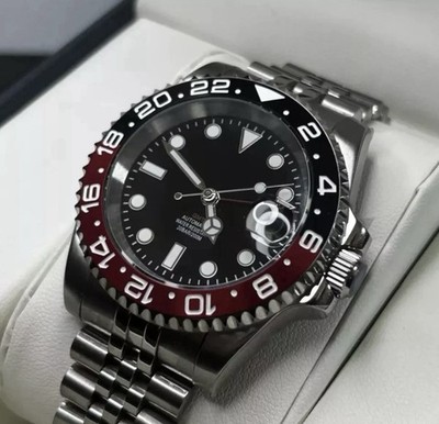Custom 40mm ''Coke'' GMT Style Sub Mod Watch Jubilee Bracelet w/ NH34 Automatic
