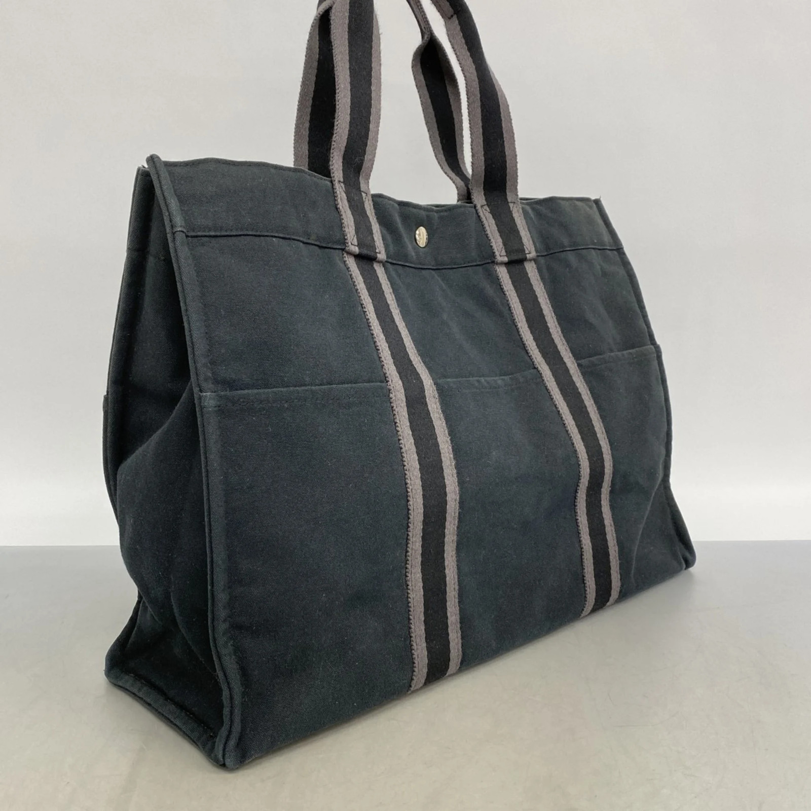 Hermes Hermès Foule GM Tote Bag, Canvas, Black, Men's and Women's GZl1fcc2 thumbnail 2