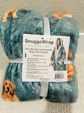 New Snuggs Wrap Cozy Plush Dog Printed Blanket Robe Golden Retriever NWT Gift