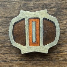 RARE Vintage Belt Buckle Modernist, Amber Colored Resin CANADA 1970s Hippie