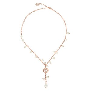 Authentic Gorgeous 18" Rose Gold Plated Cultured Freshwater Pearl Evil Eye Necklace