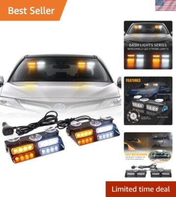 High-Intensity LED Split Strobe Lights   Amber/White for Trucks and Vehicles