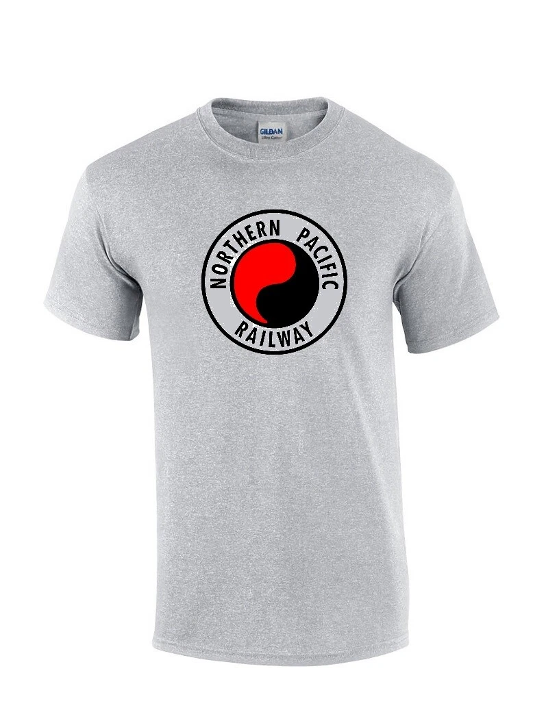 Northern Pacific Railway T-shirt Train Rail Subway Train Sport Gray Tee Shirt