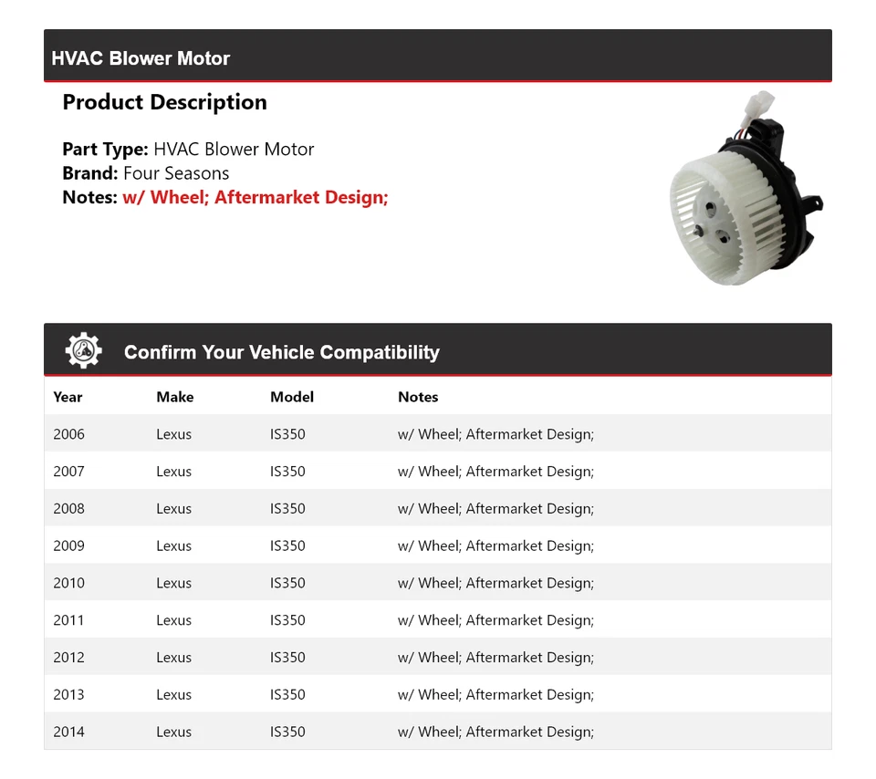 Motor soplador de climatización para Lexus IS350 2006-2014 4 estaciones 2007 2008 2009 2010 2011 Foto 2 de 4