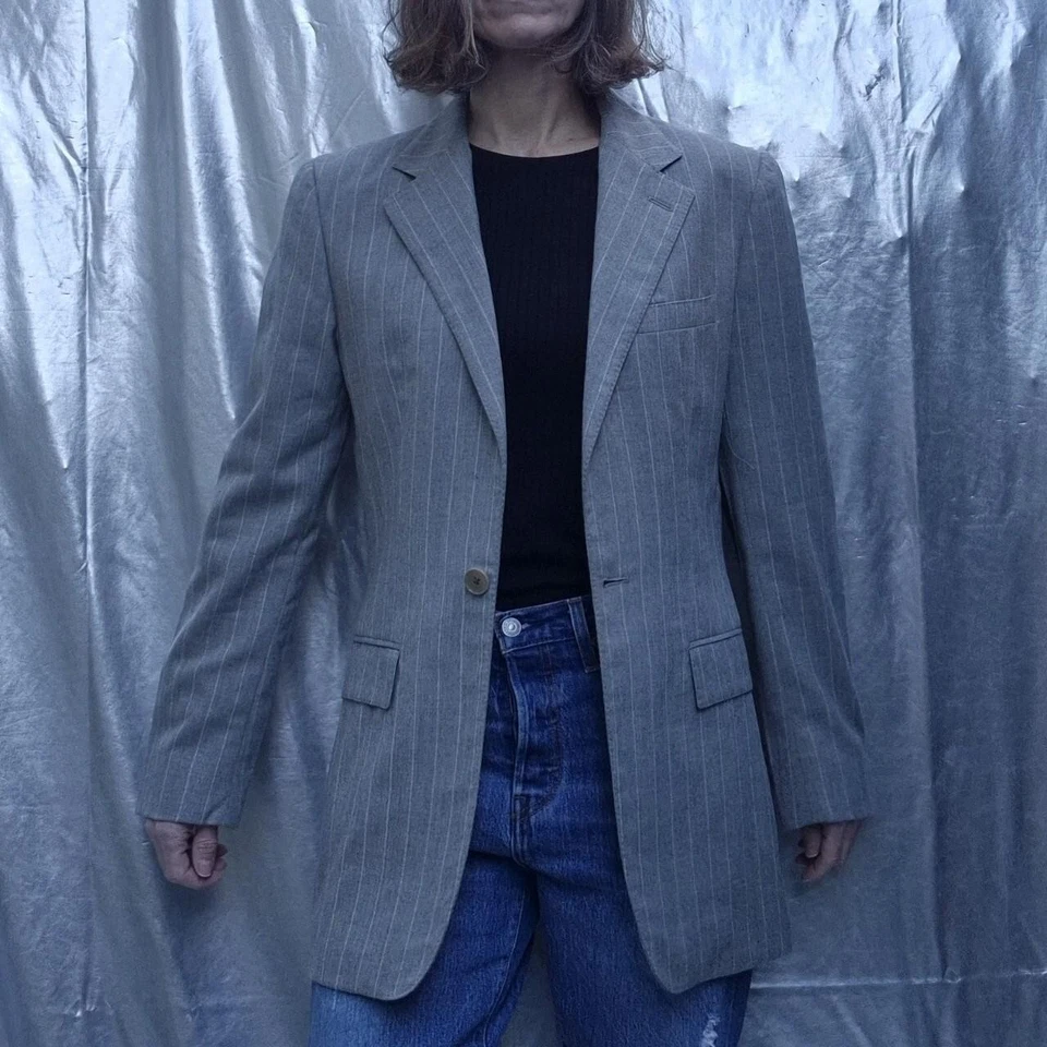 CHAQUETA BLAZER RALPH LAUREN The Custom Collection US10 UK14 EU42 gris blanco... Foto 2 de 4