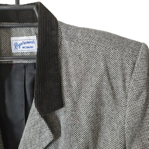 REQUISITI Giacca Blazer Donna 42W Nero Bianco Foderato Misto Lana Vintage USA - Foto 6 di 13