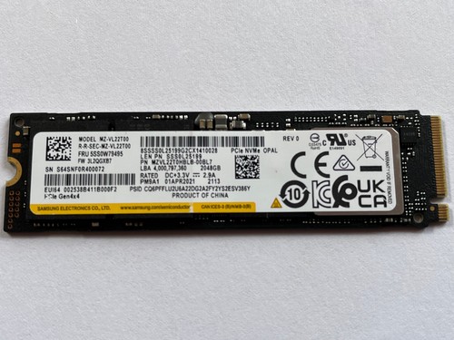SAMSUNG PM9A1 NVMe MZ-VL22T00 2TB SSD M.2 2280 PCIe Gen4x4 DC 2.9A For Lenovo PC - Picture 1 of 7