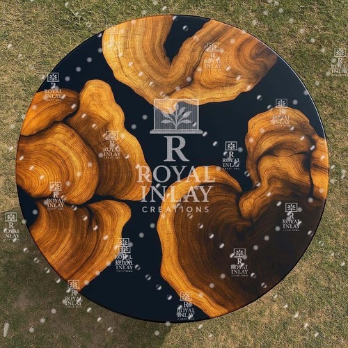 Round Epoxy Wood Table 21" – Organic Live Edge Resin River Table - Picture 2 of 12