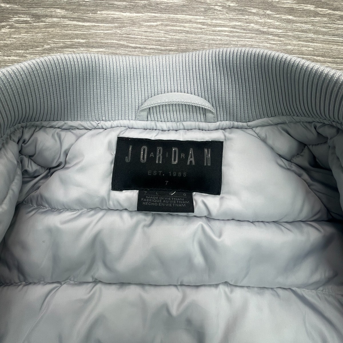 Nike Air Jordan Jacket Boys 7 Gray Bomber Puffer Lined Heavy