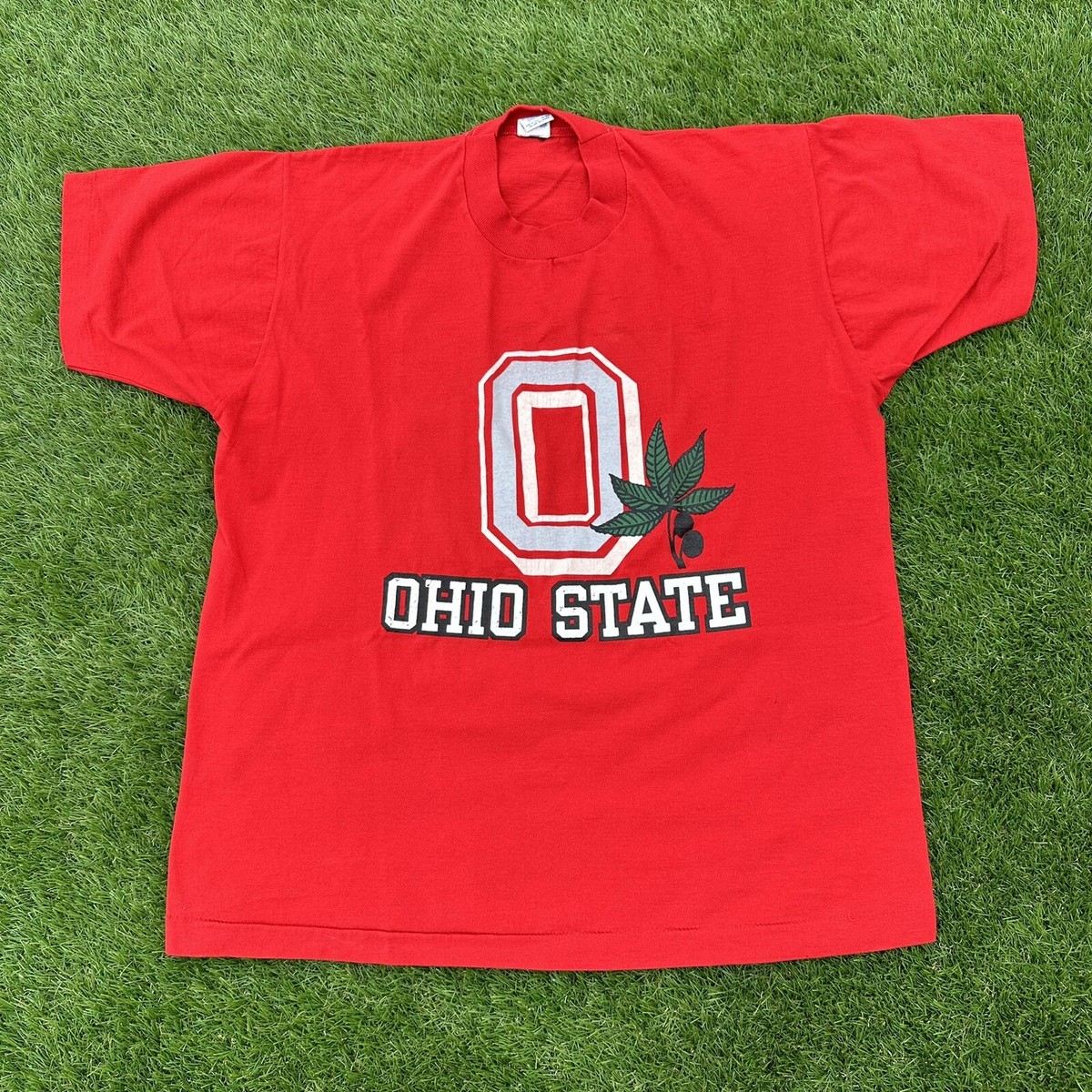 トップス 80s Champion Ohio State VINTAGE T VTG 80s Champion Ohio State Buckeyes T Shirt Spell Out Logo Adult
