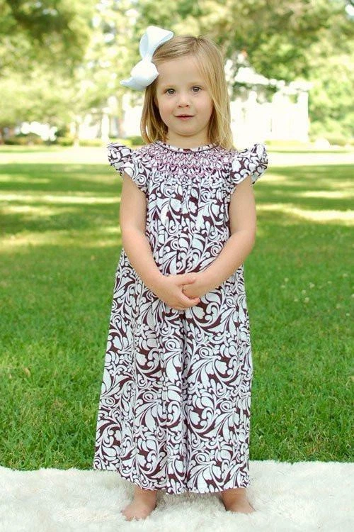 Fine Baby Girls Damask Easter Spring Bishop Dress with Pink