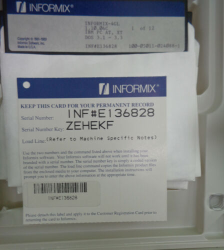 Base de données Informix-4GL 1989, version 1.10 - IBM PC, AT - DOS 3.1 - comme neuf - Photo 3 sur 5
