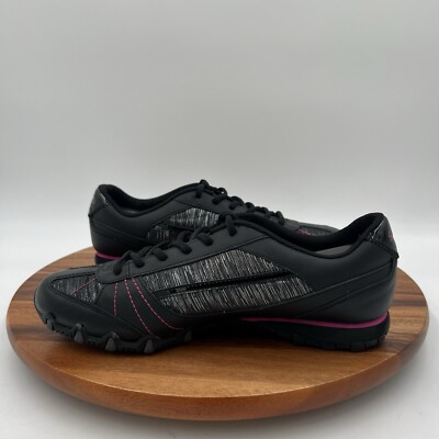 Size 10 Skechers Womens Athletic Sneaker Shoes Black/pink/silver