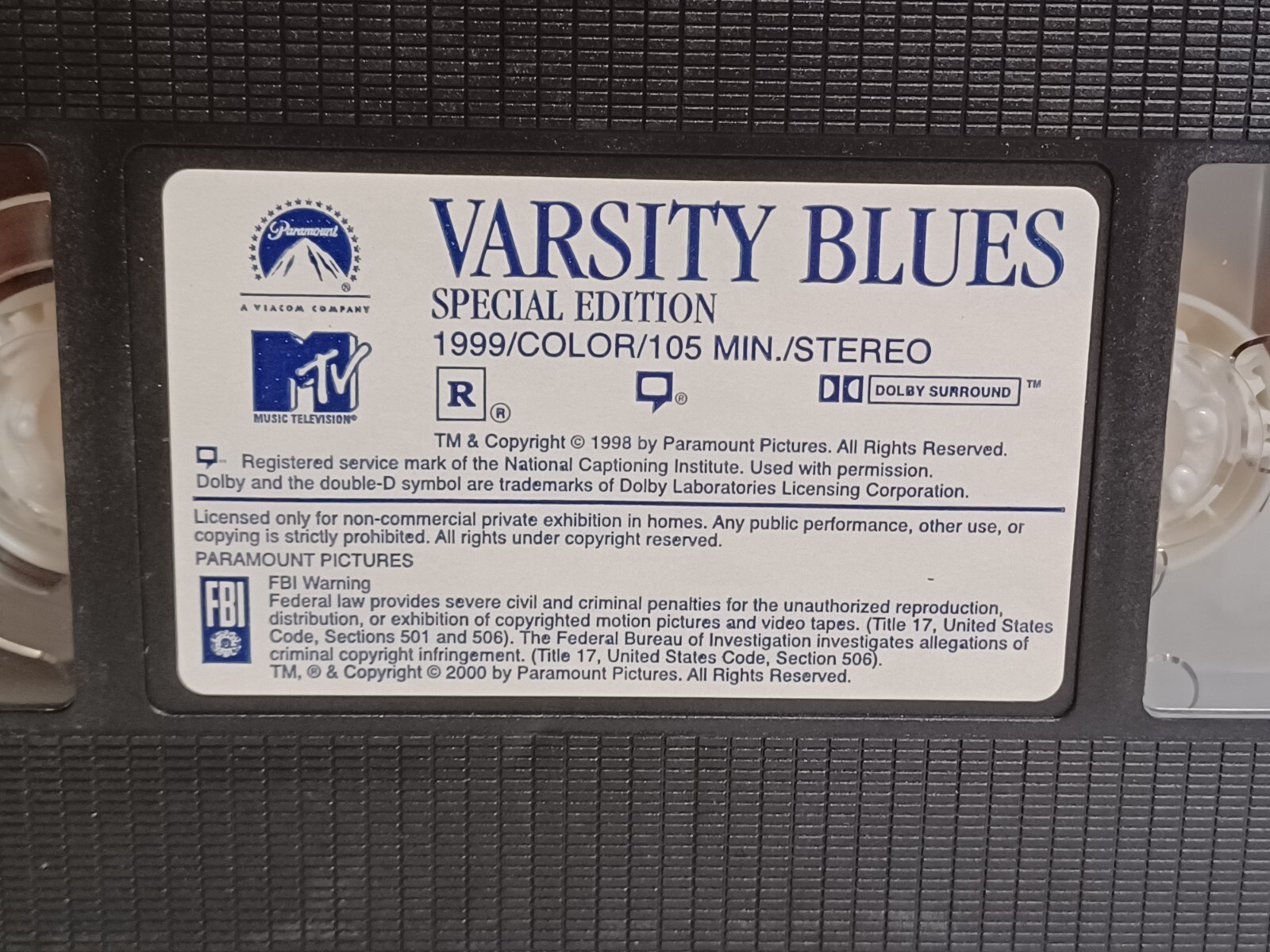 Varsity Blues VHS Movie 2000 Special Edition Football Jon Voight Van