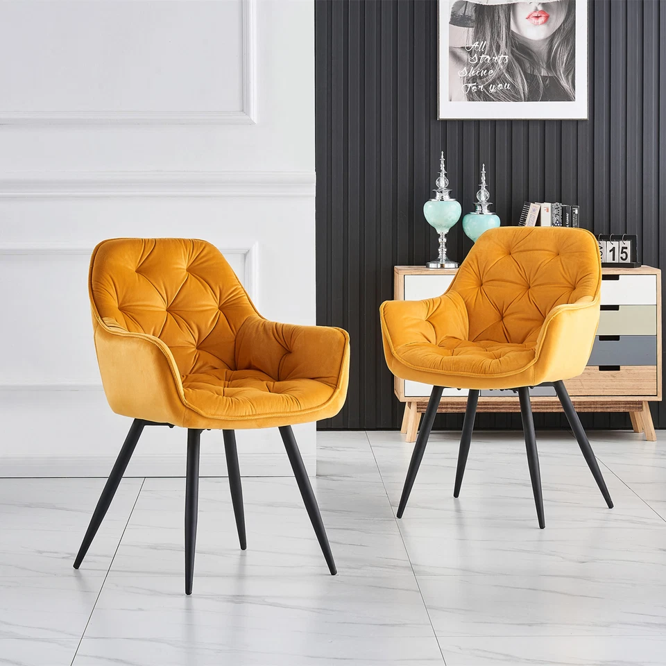 2,4,6er Set Sessel Samt-Esszimmerstuhl Gepolsterte Sitzfläche Modern Armlehnen  - Bild 4 von 4