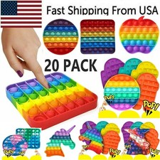  20 PACK BULK Popit Fidget it Pop Toy Push Bubble Sensory Set Stress Relief