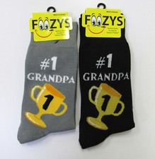 2 Pairs Foozys Mens Socks 1 Grandpa Novelty Fun Crew Socks Gift
