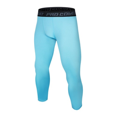 Pantaloni crop a compressione uomo nuovi strato base sport allenamento corsa palestra leggings - Foto 9 di 11