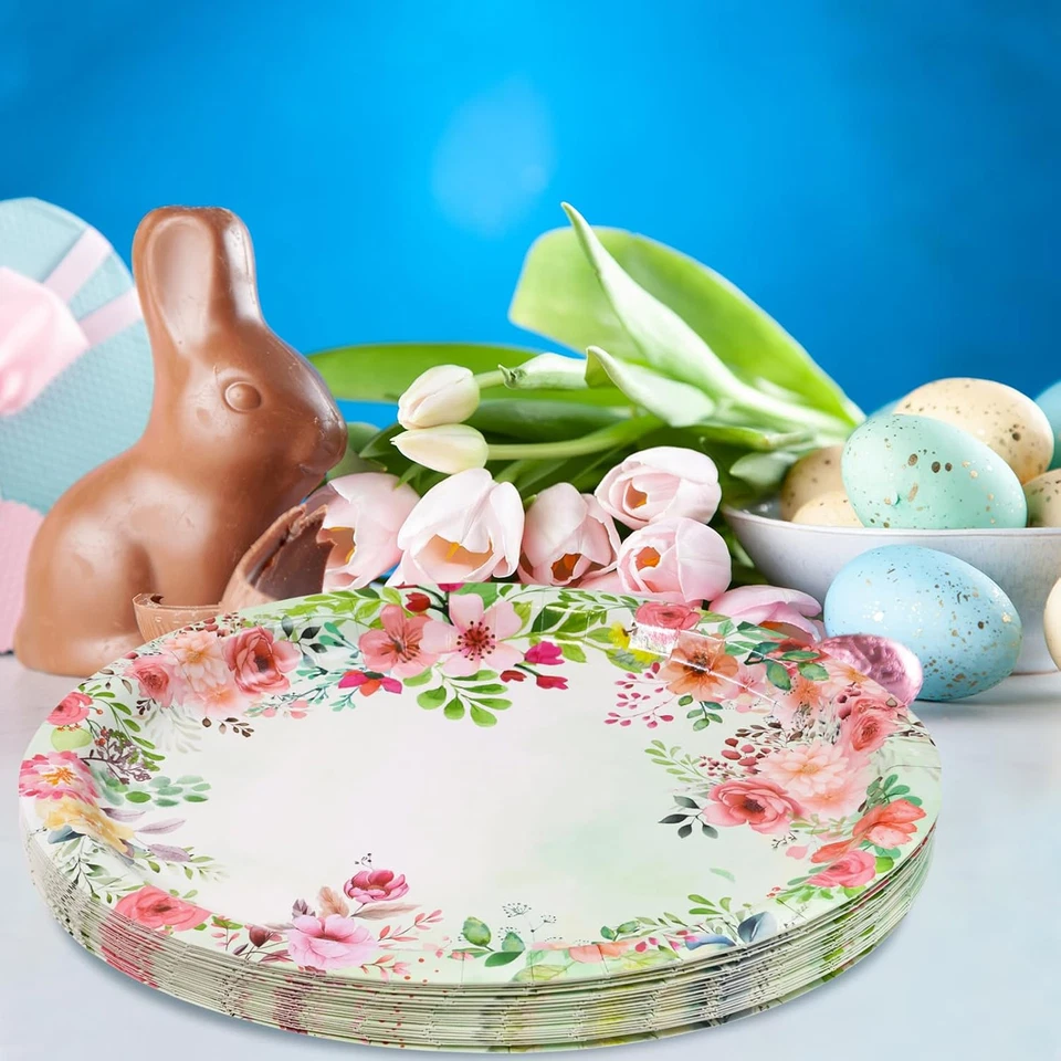 Platos de papel florales ovalados grandes, 24 piezas para fiesta y vajilla Foto 4 de 4