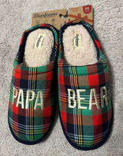 Dearfoams Memory Foam Papa Bear Slippers Mens Size 9-10 Cozy Comfort Slippers