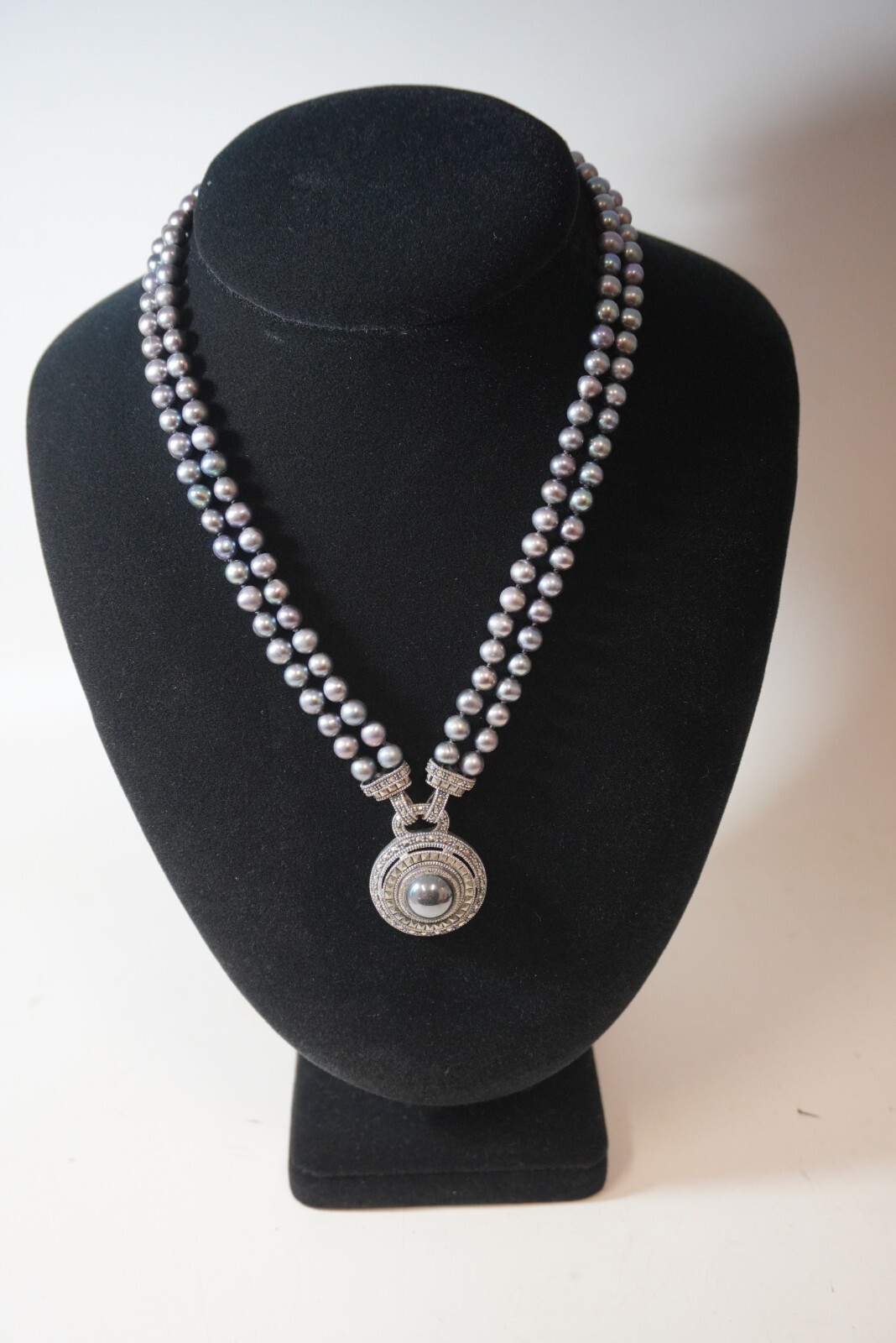 Sterling Silver Double-Strand Hematite Necklace - image 1