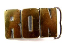 1970's RON Solid Brass Belt Buckle by AMINCO