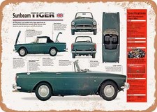 Classic Car Art - 1965 Sunbeam Tiger Spec Sheet - Rusty Look Metal Sign