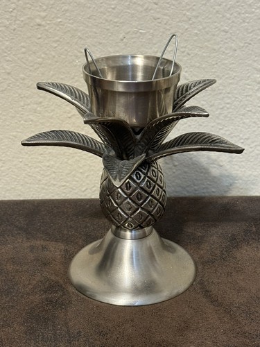 SILBER METALL ANANAS KERZENHALTER schwer 1,78 Pfund. - EUC