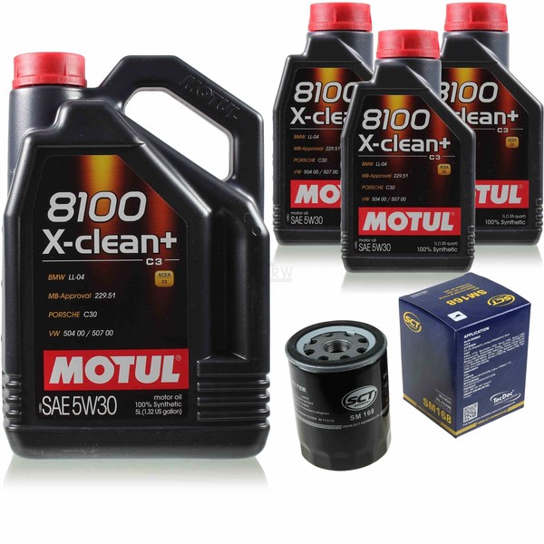 8L Inspektionspaket Set Motul 8100 X-Clean+ 5W-30 MotoröL SCT Filter 11378627-image
