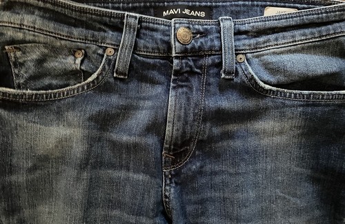 Mavi $ 98 Jake schmales Bein leicht abgenutzt Denim blau Herrenjeans 30/32 - Bild 6 von 12