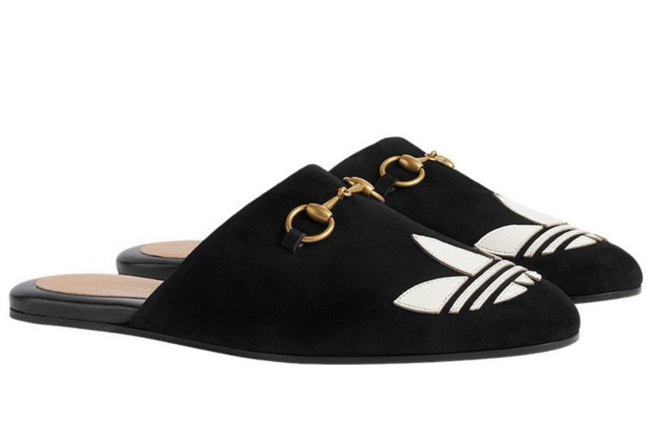 Size 7 - Adidas x Gucci Trefoil Slipper Black Suede W for Size 7 - Adidas x Gucci Trefoil Slipper Black Suede W for