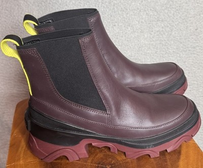 SOREL Women's Brex Waterproof Chelsea Boots Cinder Black & Maroon