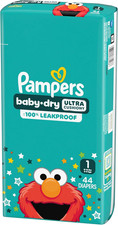 Pampers Diapers - Baby Dry - Size 1, 44 Count, Absorbent Disposable Infant Diape