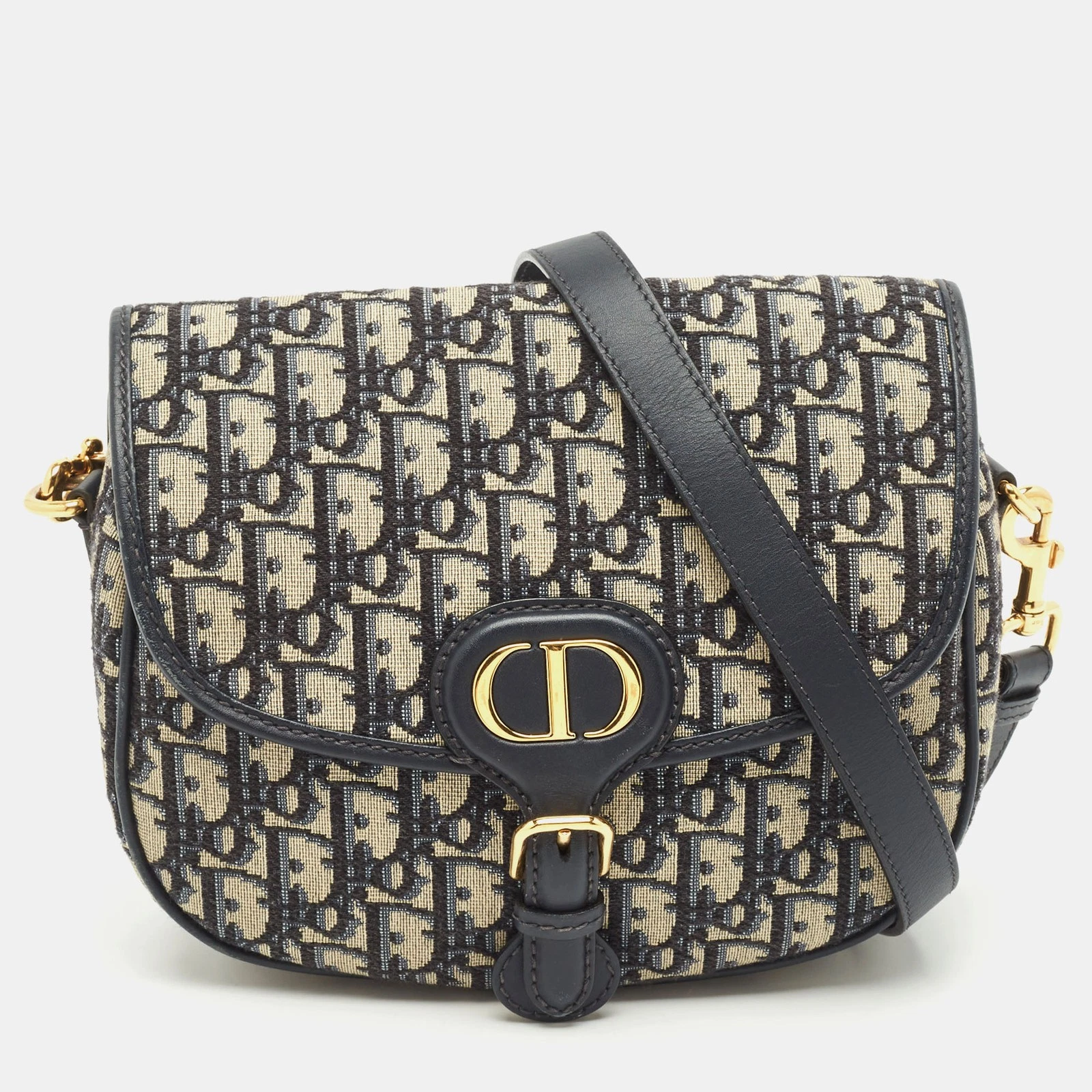Sac bandoulière Dior bleu marine oblique toile Bobby moyen