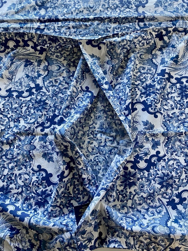 Ralph Lauren 2 King XL Pillowcases Shams Bird Blue White Porcelain Tamarind Pair - Image 3 of 4