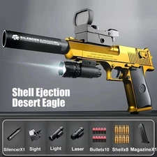 Toy Gun Desert Eagle Pistol Shell Soft Bullet Continuous Throwing Gold Ejecting