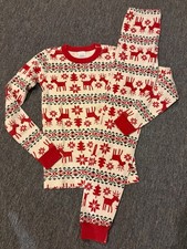 Hanna Andersson Reindeer Fair Isle Christmas Pajamas Size 160 US 14 Yr Cotton