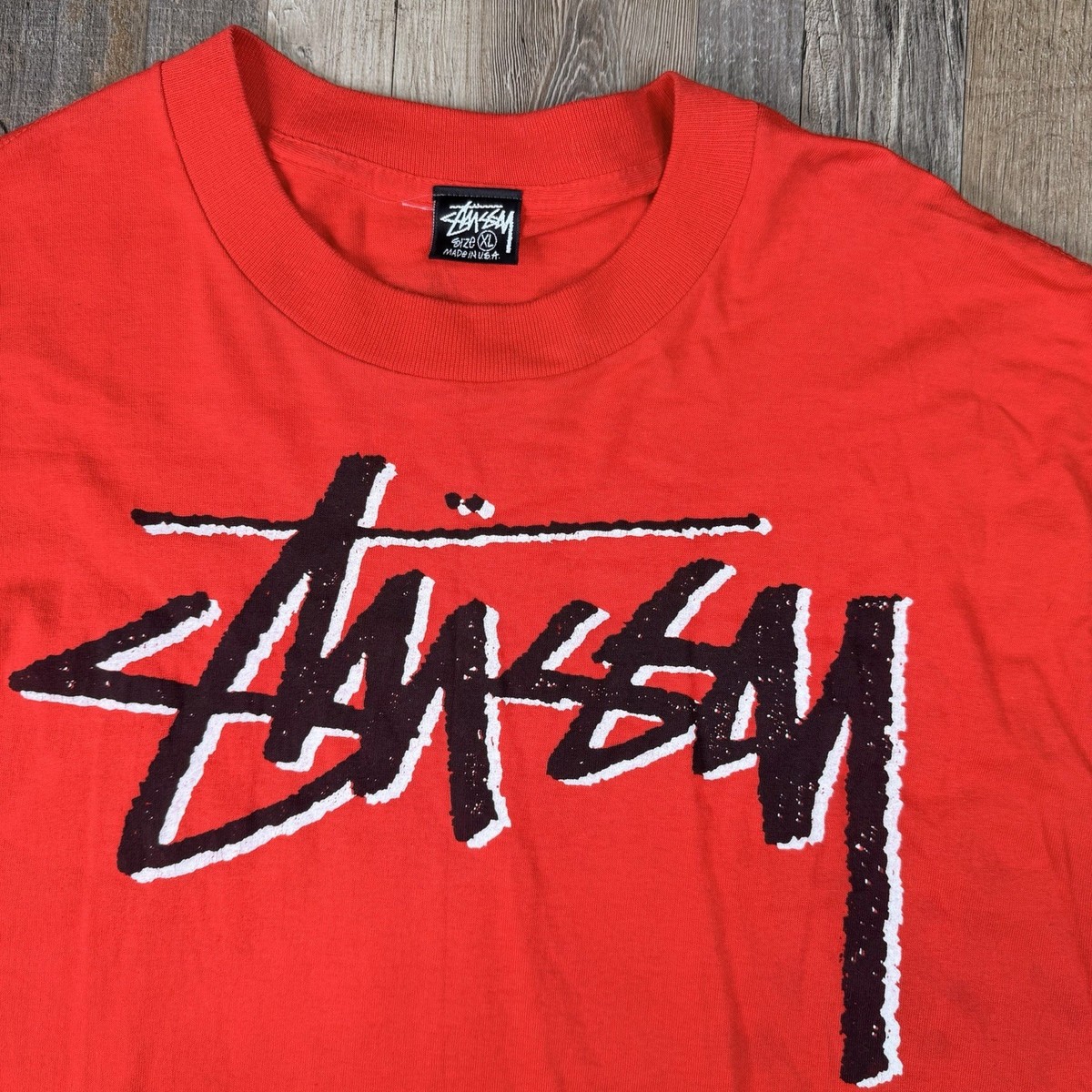 Vintage Stussy 90s Skate Single Stitch Rare Made in USA Red T 